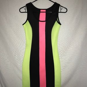 Neon 90's Body Con Dress-Vintage Neon Bandage/Body Con Dress-Sz xs